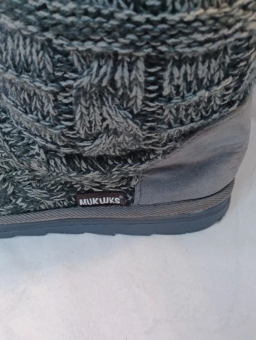 Muke Luks Woman's Gray & Black Warm Gray‎ Sock Boots sz 10